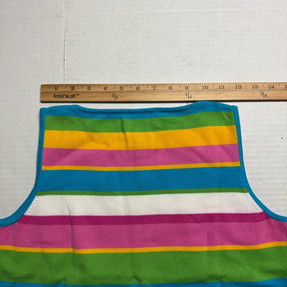 Vintage 80s-90s Lauren Ralph Lauren Petite Striped Sleeveless Knit Top Size: P/S - Picture 8 of 11